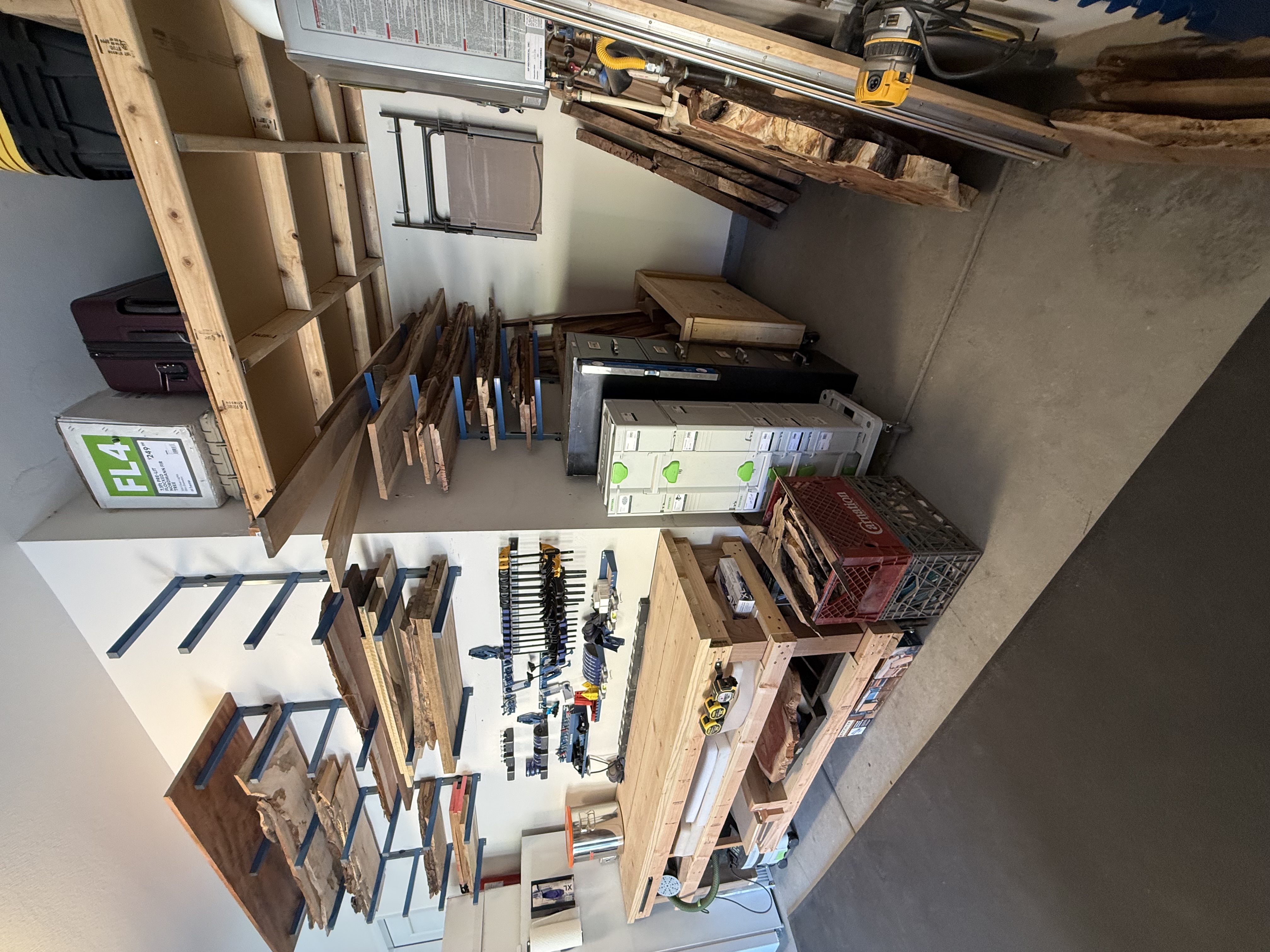 Workbench and organized tools in the Rick's Wood Crafts shop